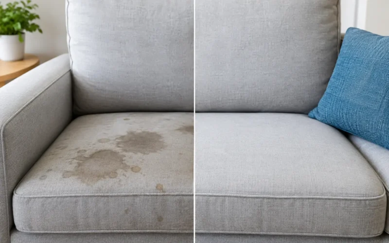 Upholstery Stain Removal Before and After Results